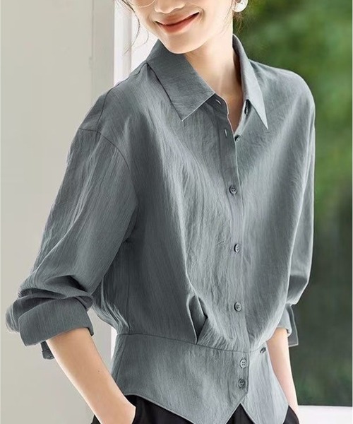 新品　萌　モユル　センソユニコ　ビッグシャツ　グレー ex/tra】デジタルカモ カッタウェイカラーシャツ｜長袖｜ニコル公式