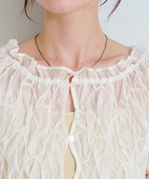 Kastane（カスタネ）の「【2WAY】フリルシャーリングブラウス（シャツ/ブラウス・レディース・ブラウン/アイボリー・FREE）」の11枚目の写真