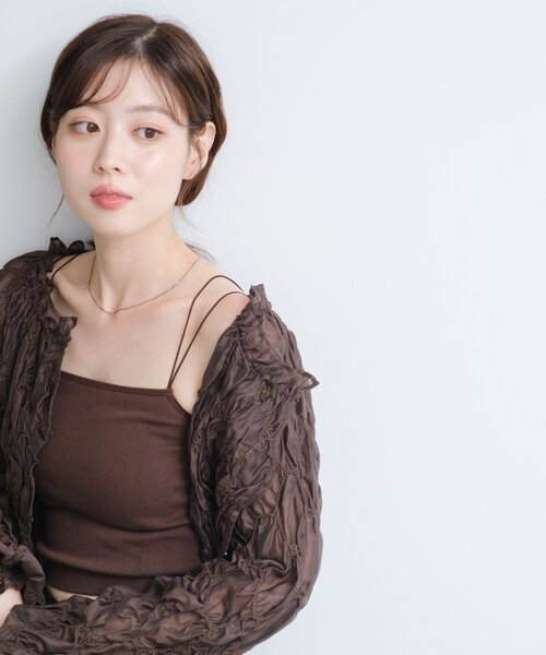 Kastane（カスタネ）の「【2WAY】フリルシャーリングブラウス（シャツ/ブラウス・レディース・ブラウン/アイボリー・FREE）」の17枚目の写真