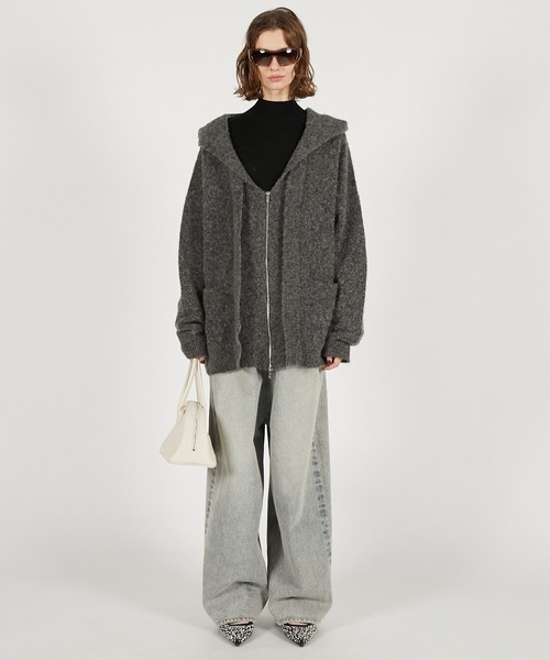 PRANK PROJECT（プランクプロジェクト）の「フーデッドジップカーディガン / Hooded Zip Cardigan（カーディガン/ボレロ・レディース・グレー/イエロー・FREE）」の3枚目の写真