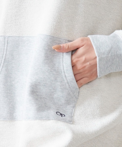 Ocean Pacific（オーシャンパシフィック）の「【OP / オーピー】レディースパーカーワンピース/裏毛カレッジロゴドローコード付きスウェットワンピ（ワンピース・レディース・ベージュ/杢グレー/ネイビー・LARGE/MEDIUM）」の12枚目の写真