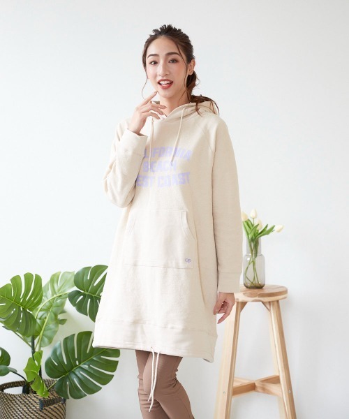 Ocean Pacific（オーシャンパシフィック）の「【OP / オーピー】レディースパーカーワンピース/裏毛カレッジロゴドローコード付きスウェットワンピ（ワンピース・レディース・ベージュ/杢グレー/ネイビー・LARGE/MEDIUM）」の15枚目の写真