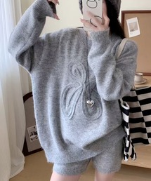 リボンデザインニットセットアップ