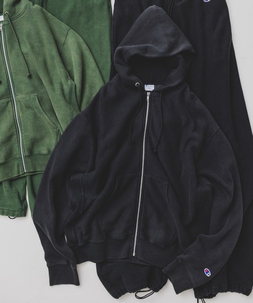 Champion（チャンピオン）の「【別注】Champion / リバースウィーブ（R）フルジップ パーカ（スウェット・メンズ・グリーン系その他5/ブラック系その他4/その他・X-LARGE/LARGE/MEDIUM/SMALL）」の2枚目の写真