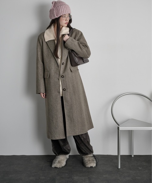 セール】ヘリンボーンツイードチェスターコート（チェスターコート