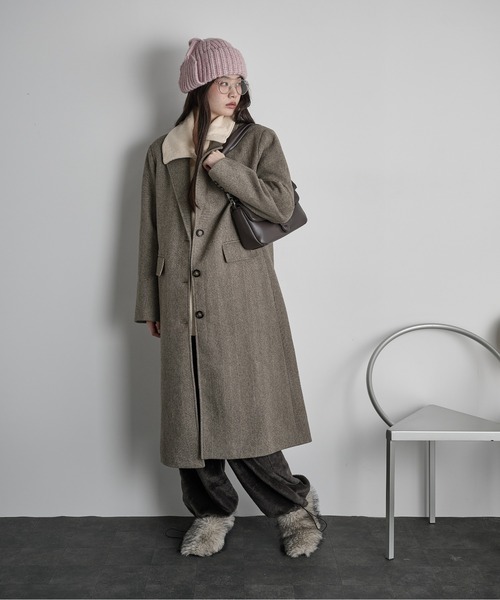 セール】ヘリンボーンツイードチェスターコート（チェスターコート