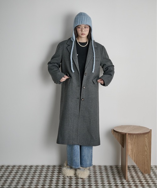 セール】ヘリンボーンツイードチェスターコート（チェスターコート