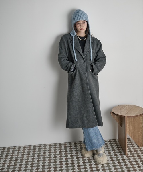 セール】ヘリンボーンツイードチェスターコート（チェスターコート