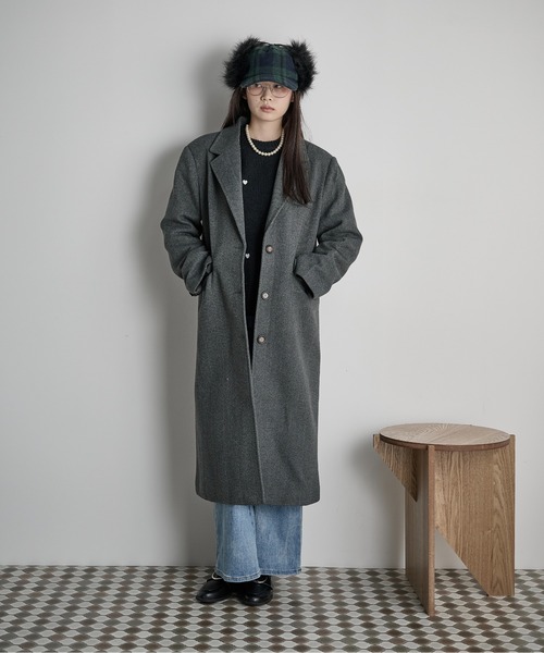 セール】ヘリンボーンツイードチェスターコート（チェスターコート