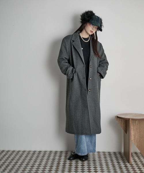 グレー ヘリンボーン ツイード チェスターコート SALE 30%OFF】[24AMSCO05]THE SHINZONE(ザ シンゾーン) HERRINGBONE