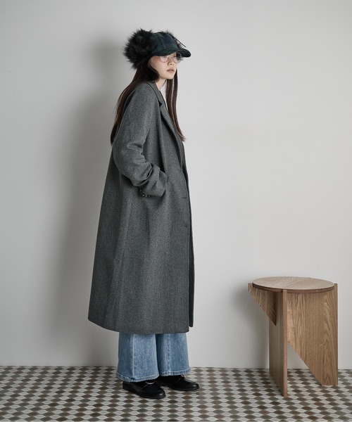 セール】ヘリンボーンツイードチェスターコート（チェスターコート