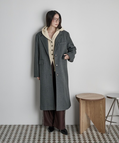 セール】ヘリンボーンツイードチェスターコート（チェスターコート