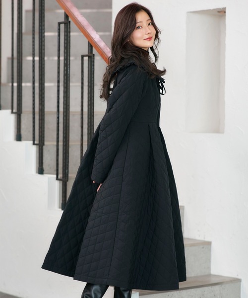 セール】襟付き フレア 中綿 キルティングコート ｜ アウター / コート