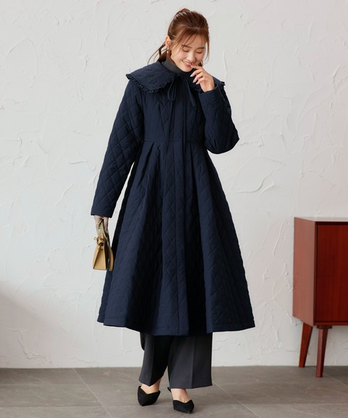 セール】襟付き フレア 中綿 キルティングコート ｜ アウター / コート
