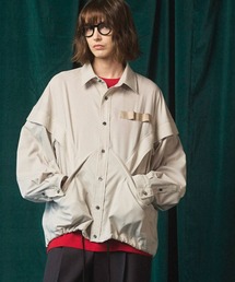 MAISON SPECIAL(]XyV)́sUNISEXtPrime-Over Curved Curve switching Regular Collar Shirt Blouson/vCI[o[J[u؂ւVcu]yMAISON SPECIAL/]XyVz(Vc/uEX)