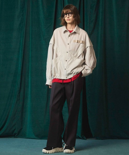 MAISON SPECIAL(メゾンスペシャル)の「《UNISEX》Prime-Over Curved Curve switching Regular Collar Shirt Blouson/プライムオーバーカーブ切り替えシャツブルゾン【MAISON SPECIAL/メゾンスペシャル】(シャツ/ブラウス・メンズ・パープル/グレイッシュベージュ/ブラック/チャコールグレー・1/0/2)」の16枚目の写真