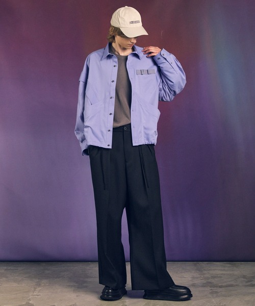 MAISON SPECIAL(メゾンスペシャル)の「《UNISEX》Prime-Over Curved Curve switching Regular Collar Shirt Blouson/プライムオーバーカーブ切り替えシャツブルゾン【MAISON SPECIAL/メゾンスペシャル】(シャツ/ブラウス・メンズ・パープル/グレイッシュベージュ/ブラック/チャコールグレー・1/0/2)」の19枚目の写真