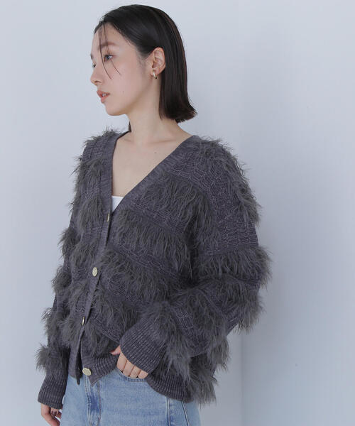 NATURAL BEAUTY BASIC(ナチュラルビューティーベーシック)の「◇フリンジボーダーカーディガン(カーディガン/ボレロ・レディース・オフホワイト/チャコールグレー・FREE)」の20枚目の写真