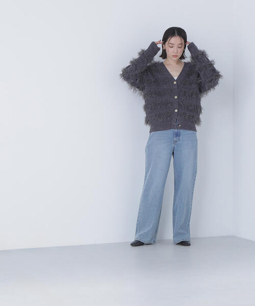 NATURAL BEAUTY BASIC(ナチュラルビューティーベーシック)の「◇フリンジボーダーカーディガン(カーディガン/ボレロ・レディース・オフホワイト/チャコールグレー・FREE)」の21枚目の写真