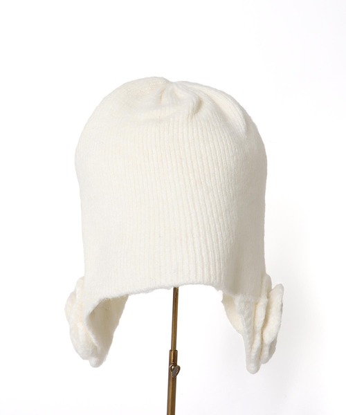 Three Four Time(スリーフォータイム)の「【Casselini】フラワーニット帽(ニットキャップ/ビーニー・レディース・ブラック/アイボリー・FREE)」の4枚目の写真