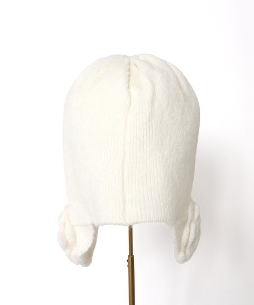 Three Four Time(スリーフォータイム)の「【Casselini】フラワーニット帽(ニットキャップ/ビーニー・レディース・ブラック/アイボリー・FREE)」の6枚目の写真