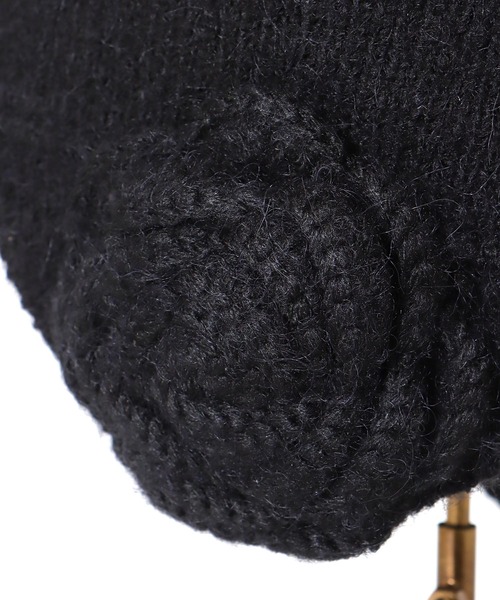 Three Four Time(スリーフォータイム)の「【Casselini】フラワーニット帽(ニットキャップ/ビーニー・レディース・ブラック/アイボリー・FREE)」の9枚目の写真