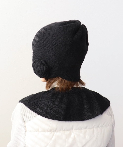 Three Four Time(スリーフォータイム)の「【Casselini】フラワーニット帽(ニットキャップ/ビーニー・レディース・ブラック/アイボリー・FREE)」の14枚目の写真