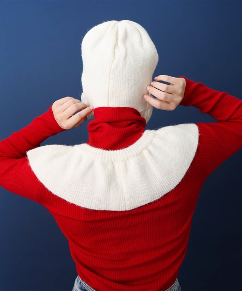 Three Four Time(スリーフォータイム)の「【Casselini】フラワーニット帽(ニットキャップ/ビーニー・レディース・ブラック/アイボリー・FREE)」の18枚目の写真