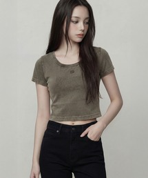 DURAS（デュラス）の「ロゴ刺繍クロップドTシャツ（Tシャツ/カットソー）」