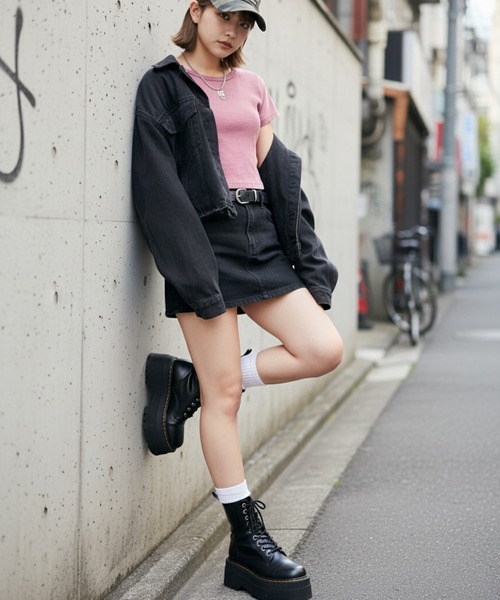 DURAS(デュラス)の「ロゴ刺繍クロップドTシャツ(Tシャツ/カットソー・レディース・レオパード/ピンク/ブラウン/ブラック・FREE)」の6枚目の写真