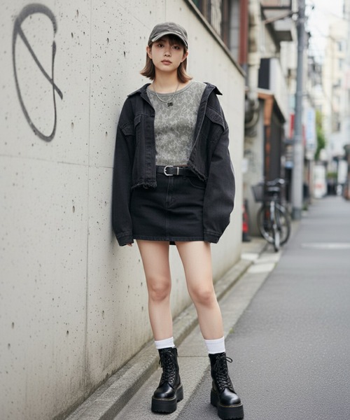 DURAS(デュラス)の「ロゴ刺繍クロップドTシャツ(Tシャツ/カットソー・レディース・レオパード/ピンク/ブラウン/ブラック・FREE)」の11枚目の写真
