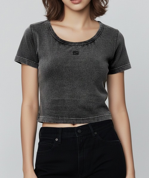 DURAS(デュラス)の「ロゴ刺繍クロップドTシャツ(Tシャツ/カットソー・レディース・レオパード/ピンク/ブラウン/ブラック・FREE)」の22枚目の写真