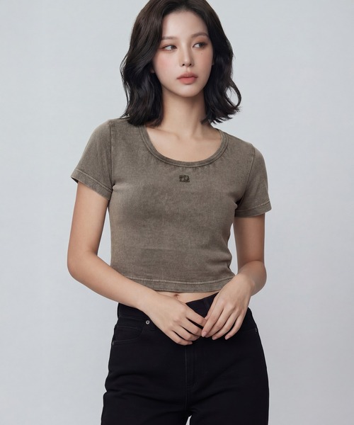 DURAS(デュラス)の「ロゴ刺繍クロップドTシャツ(Tシャツ/カットソー・レディース・レオパード/ピンク/ブラウン/ブラック・FREE)」の20枚目の写真