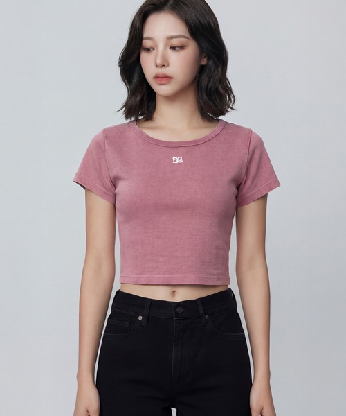 DURAS(デュラス)の「ロゴ刺繍クロップドTシャツ(Tシャツ/カットソー・レディース・レオパード/ピンク/ブラウン/ブラック・FREE)」の16枚目の写真