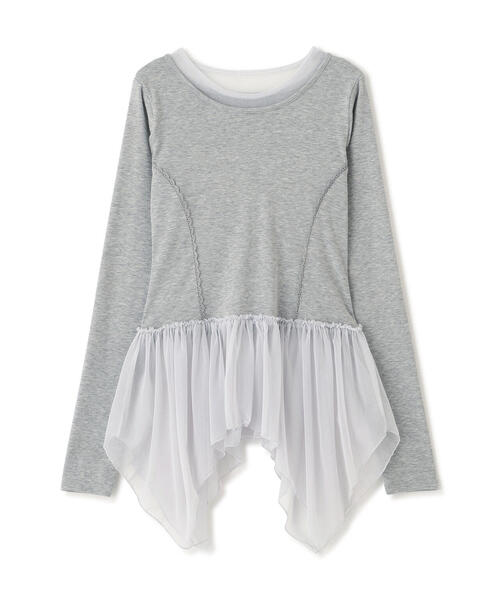 FREE'S MART（フリーズマート）の「◆イレヘムチュールドッキングカットソー（Tシャツ/カットソー・レディース・ホワイト/グレー・FREE）」の3枚目の写真