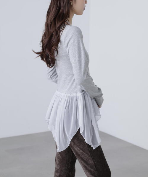 FREE'S MART（フリーズマート）の「◆イレヘムチュールドッキングカットソー（Tシャツ/カットソー・レディース・ホワイト/グレー・FREE）」の11枚目の写真