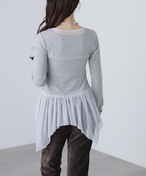 FREE'S MART（フリーズマート）の「◆イレヘムチュールドッキングカットソー（Tシャツ/カットソー・レディース・ホワイト/グレー・FREE）」の12枚目の写真