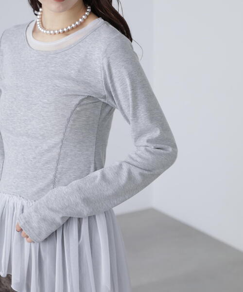 FREE'S MART（フリーズマート）の「◆イレヘムチュールドッキングカットソー（Tシャツ/カットソー・レディース・ホワイト/グレー・FREE）」の14枚目の写真