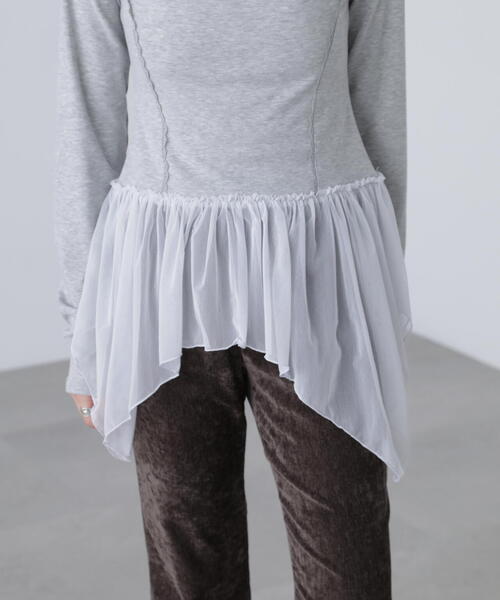 FREE'S MART（フリーズマート）の「◆イレヘムチュールドッキングカットソー（Tシャツ/カットソー・レディース・ホワイト/グレー・FREE）」の15枚目の写真