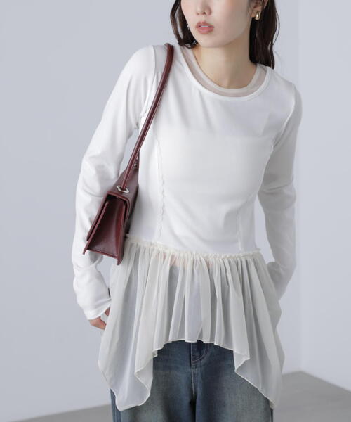 FREE'S MART（フリーズマート）の「◆イレヘムチュールドッキングカットソー（Tシャツ/カットソー・レディース・ホワイト/グレー・FREE）」の22枚目の写真