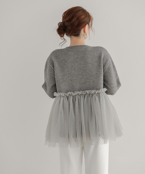 fitmore♡ ドットチュールドッキングペプラムニット ドットチュールドッキングペプラムニット（ニット/セーター）｜Fit