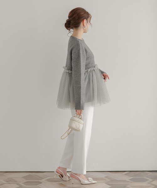 Fit more（フィットモア）の「ドットチュールドッキングペプラムニット（ニット/セーター・レディース・ブラック/グレー/ホワイト・FREE）」の11枚目の写真