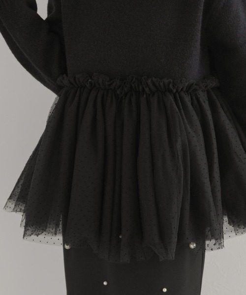 ドットチュールドッキングペプラムニット（ニット/セーター）｜Fit