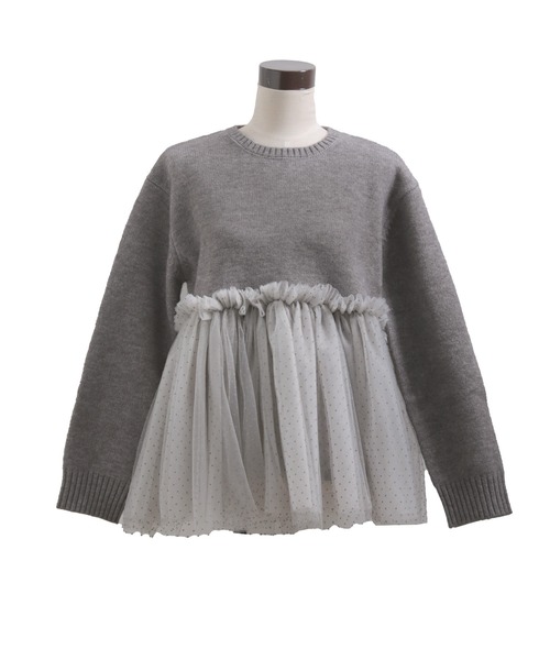 fitmore♡ ドットチュールドッキングペプラムニット ドットチュールドッキングペプラムニット（ニット/セーター）｜Fit