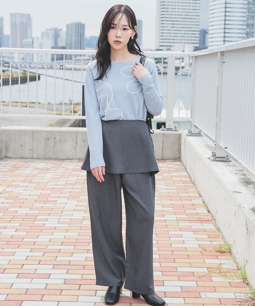 Honeys(ハニーズ)の「コード刺繍トップス(Tシャツ/カットソー・レディース・サックスブルー/アイボリー/グレー/ピンク/ブラック・LL/M/L)」の20枚目の写真