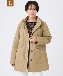 【L】【光・遠赤外線吸収発熱】【マシンウォッシャブル】ダイヤキルトフーデッドコート