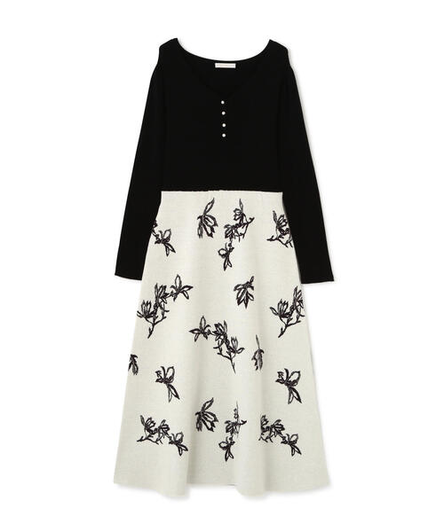 PROPORTION BODY DRESSING（プロポーションボディドレッシング）の「花柄ジャガードニットワンピース / 1215240108（ワンピース・レディース・ボルドー/ブルー/ブラック・MEDIUM/P/S）」の4枚目の写真