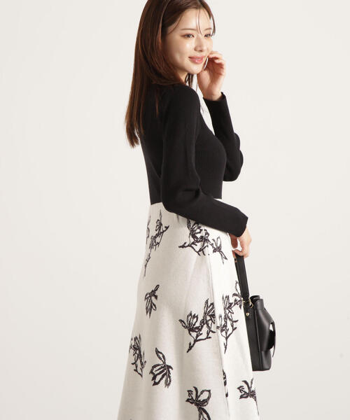 PROPORTION BODY DRESSING（プロポーションボディドレッシング）の「花柄ジャガードニットワンピース / 1215240108（ワンピース・レディース・ボルドー/ブルー/ブラック・MEDIUM/P/S）」の9枚目の写真