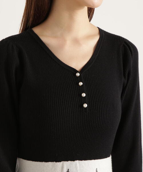 PROPORTION BODY DRESSING（プロポーションボディドレッシング）の「花柄ジャガードニットワンピース / 1215240108（ワンピース・レディース・ボルドー/ブルー/ブラック・MEDIUM/P/S）」の15枚目の写真