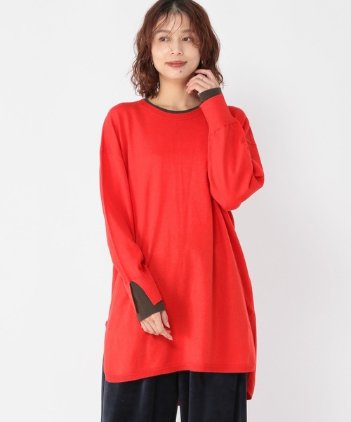 セール】12ゲージ配色ワイドニットチュニック（チュニック）｜studio